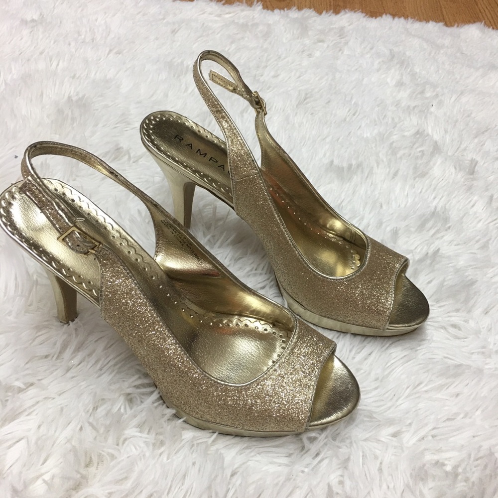 Rampage “Flanders”Gold Glitter Heels size 9.5
